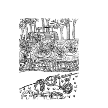 El paseo de las mujeres en bicicleta mirando la fábrica