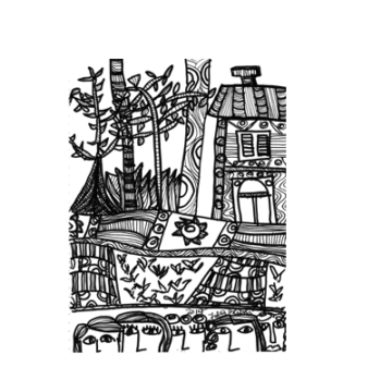 Las amigas en la puerta de la casa