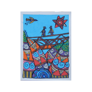 Los pájaros en el puente del dique