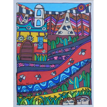 La cordillera y las amigas en un pueblo de Latinoamérica