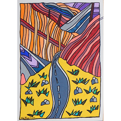 Los caminos de las montañas coloridas